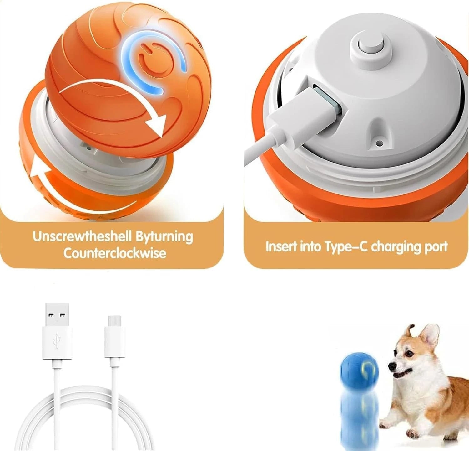 BOUNZBUD Smart Bouncing Interactive Dog Pet Toy Ball – Automatic Moving &  (USB Rechargeable)